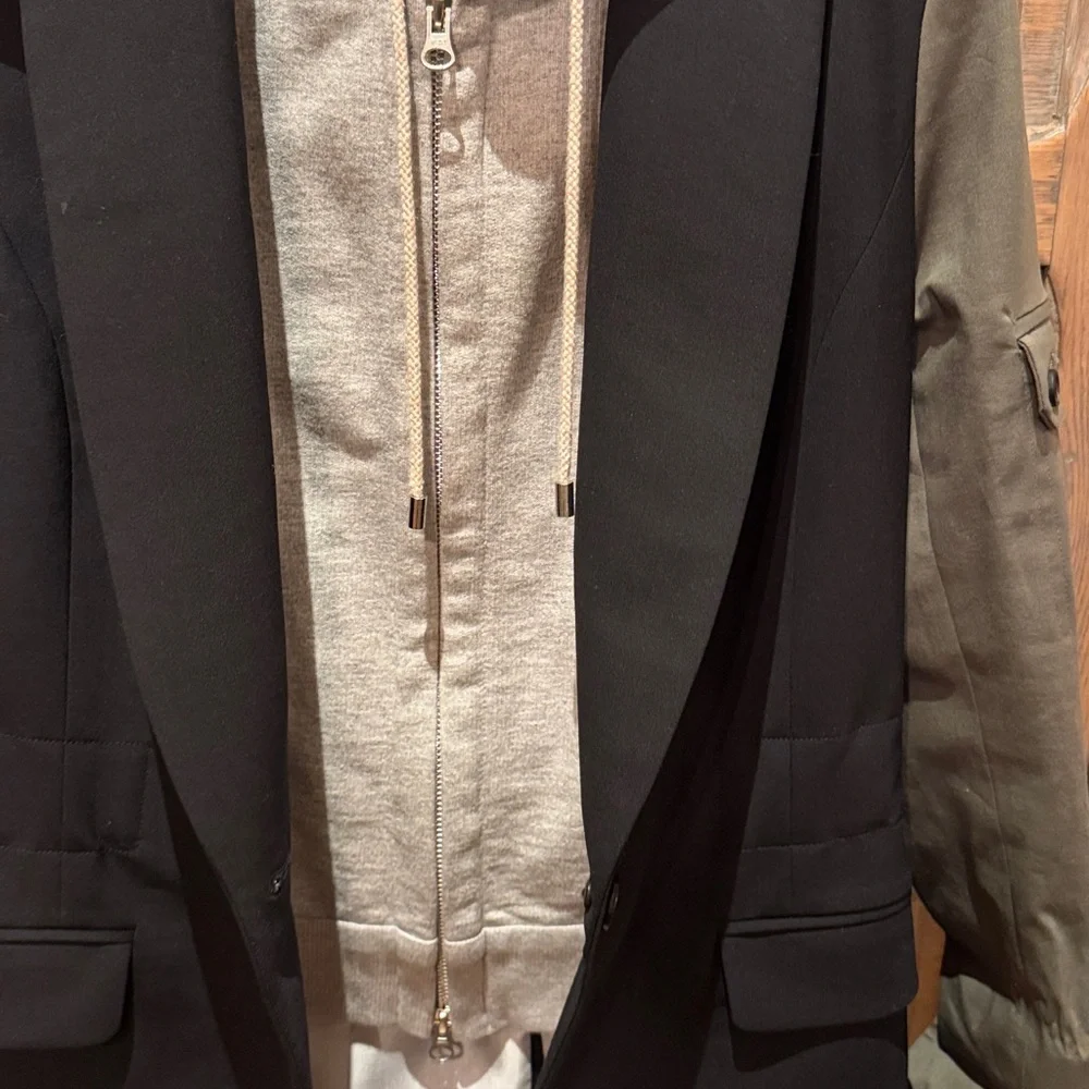 Veronica Beard army blazer with zip-in grey hoodie dickie, size 8 - Picture 10 of 12